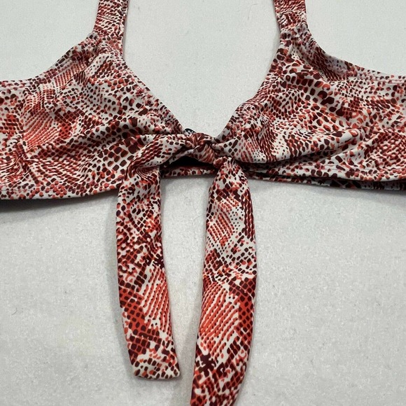 Nasty Gal Size 2 Snake a Difference Knot Bikini Top Scoop Neck Pull On Red - Picture 6 of 9